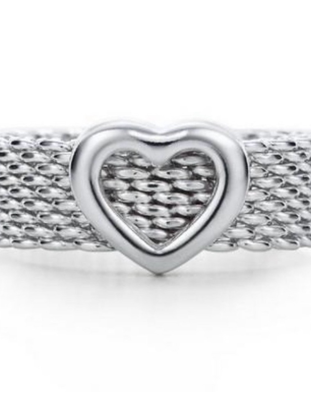 Tiffany & Co. Silver Heart Mesh ring - Women's Jewelry size 9.5